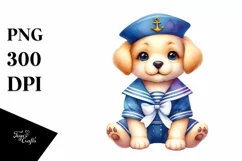 Puppy Sailor Suit Vibrant Cute Clipart Product Image 4