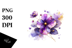 Violet Flower with Golden Insertions, Transparent PNG Product Image 1