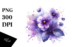 Violet Flower with Golden Insertions, Transparent PNG Product Image 1