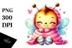 Colorful Baby Bee with Blanket, PNG Product Image 1
