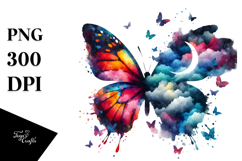 Colorful Butterflies with Spring Flowers PNG Product Image 1