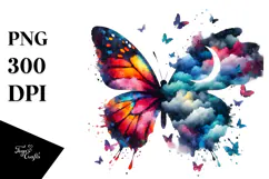 Colorful Butterflies with Spring Flowers PNG Product Image 1