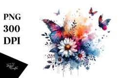 Watercolor Colorful Painting Butterfly Silhouettes PNG Product Image 1