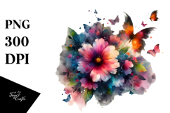Colorful Butterflies with Spring Flowers PNG Product Image 1