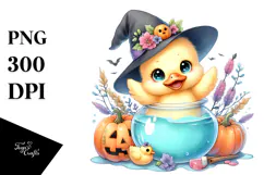 Cute Baby Duck Popping Out from Witch Potion PNG Product Image 1