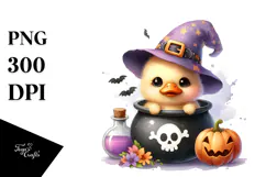 Cute Baby Duck Popping Out from Witch Potion PNG Product Image 1