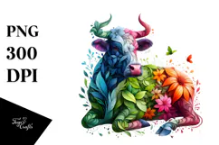 Vibrant Chicken with Flower Body, PNG Product Image 1