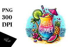 Colorful Frozen Drink, Hello Summer PNG Product Image 1