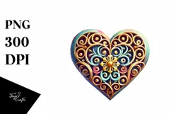Colorful Heart on Wood PNG Product Image 1