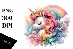 Baby Unicorn with Abstract Background PNG Product Image 1