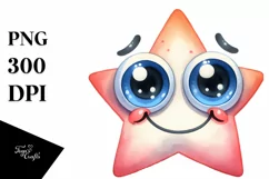 Funny Expressive Star with Happy Goofy Smile PNG Product Image 3