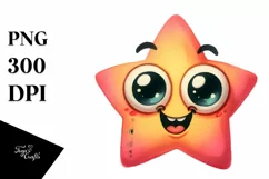 Funny Expressive Star with Happy Goofy Smile PNG Product Image 1