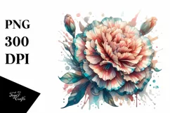 Wooden Stained Carnation Watercolor Splash PNG Product Image 3
