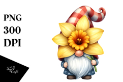 Happy Gnome with Daffodil, PNG Product Image 1