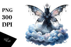 Gothic Fairy on Cloud, Back View PNG Product Image 1