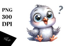 Funny Excited Caricature-like Dove Baby Clipart Product Image 3