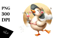 Happy Duck Drinking Cocktail PNG Product Image 1