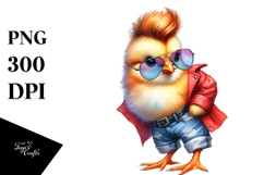 Vibrant Baby Owl Posing with Cool Haircut PNG Product Image 1