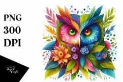 Abstract Vibrant Owl Made of , PNG Product Image 1