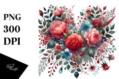 Colorful Watercolor Red Hearth PNG Product Image 1