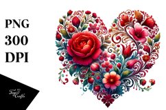 Colorful Watercolor Red Hearth PNG Product Image 1
