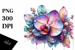 Glossy Orchid Watercolor Splash PNG Product Image 3
