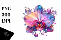 Glossy Orchid Watercolor Splash PNG Product Image 3