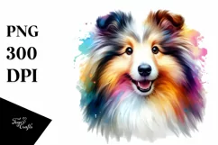 Colorful Cute Shetland Sheepdog | Sublimation | Clipart Product Image 3