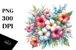 Watercolor with Hawayan Flowers PNG Product Image 1