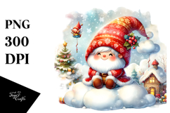 Retro Santa with Gnomes PNG Product Image 1