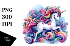 Vibrant Watercolor Baby Unicorn | Clipart Product Image 3