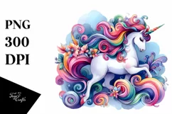 Vibrant Watercolor Baby Unicorn | Clipart Product Image 3