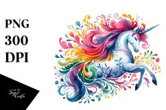 Vibrant Watercolor Baby Unicorn | Clipart Product Image 3