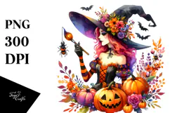 Vibrant Witch Drawing, Transparent PNG Product Image 1