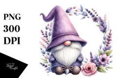 A Cute Watercolor GNOME with Big Hat, PNG Product Image 1