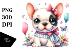 Cute Cartoon French Bulldog with Big Eyes PNG Product Image 1