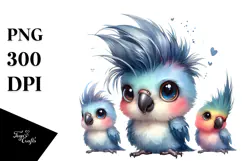 baby Parrot with Cool Haircut PNG Product Image 1