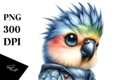 Cool Baby Parrot with Big Eyes PNG Product Image 1