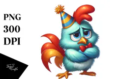 Playful Chicken Wearing Party Hat, Digital Painting Product Image 1