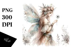 Washed Watercolor Boho Fairy PNG Product Image 1