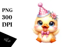 Cute Baby Duck with Party Hat PNG Product Image 1