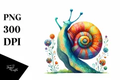 Colorful Watercolor Whimsical Snail Clipart Product Image 1