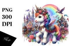 Colorful Baby Unicorn in Medieval Festival PNG Product Image 3