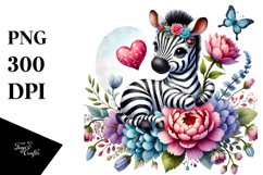 Adorned Zebra on Flower, Colorful PNG Product Image 1