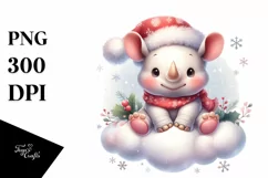 Santa Rhino on Cloud PNG Product Image 1