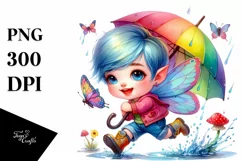 Cute Baby Fairy Running PNG Product Image 1