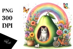 Colorful Fruit House with Cat Clipart Product Image 1