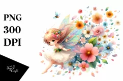 Cute Fairy Tumbling Petals | Sublimation | Clipart Product Image 1