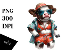 Baby Cow in Beachwear, PNG Product Image 1