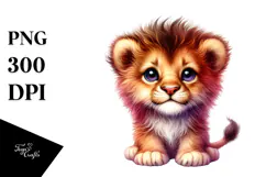 Cute Baby Lion Watercolor PNG Product Image 1